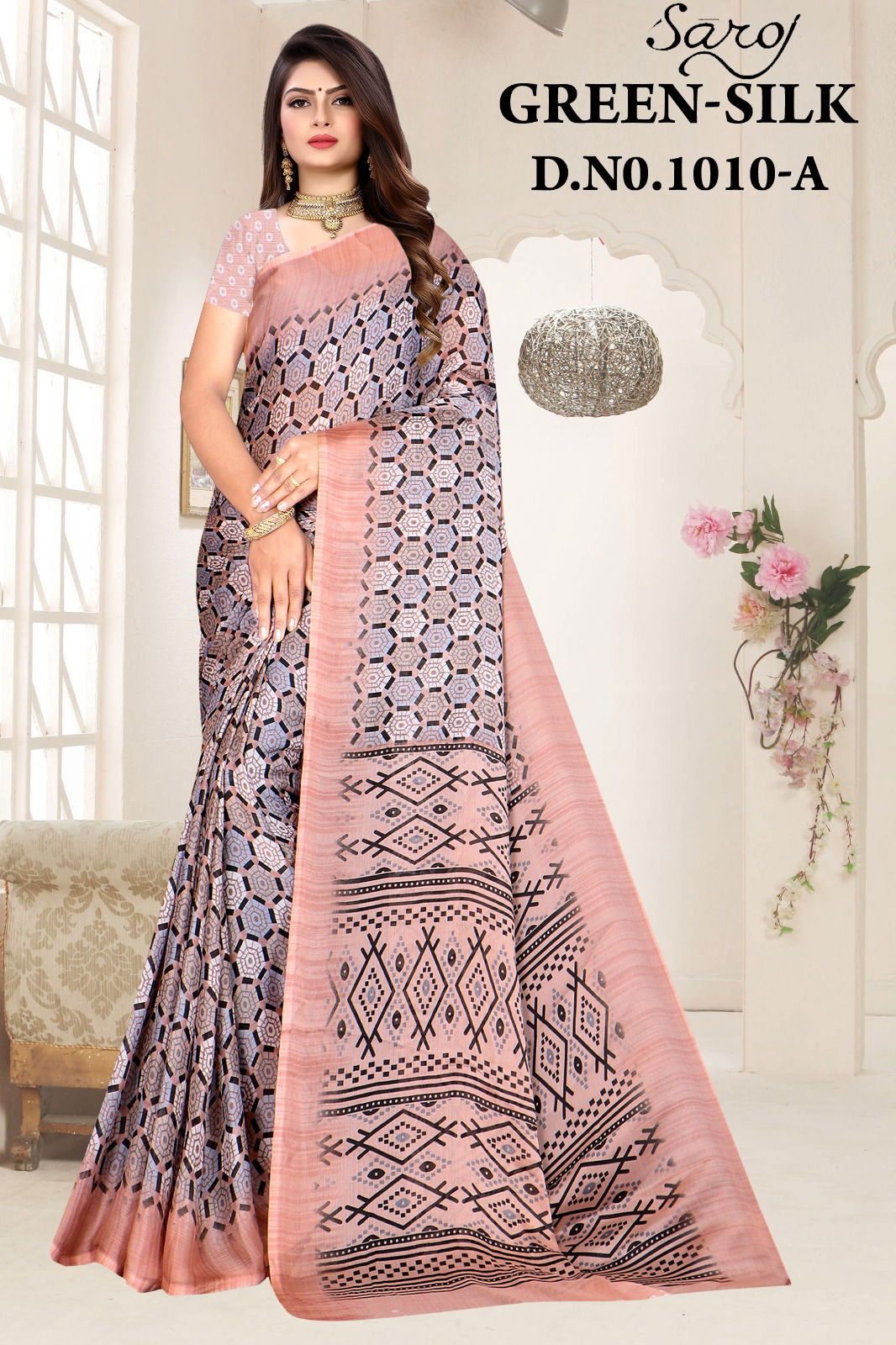 Saroj Green Silk 10 Moss Printed Daily Wear Sarees Catalog
